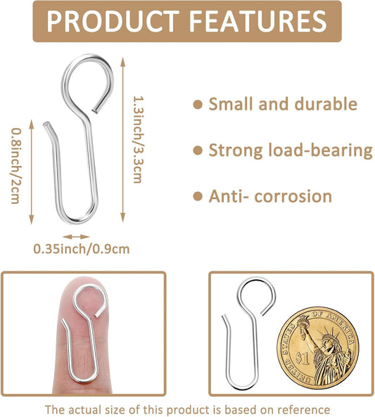 S-Shaped Small Metal Curtain Hooks - 60 Pcs Drapery Hooks for Ceiling Track V1258-DP02-B-1349