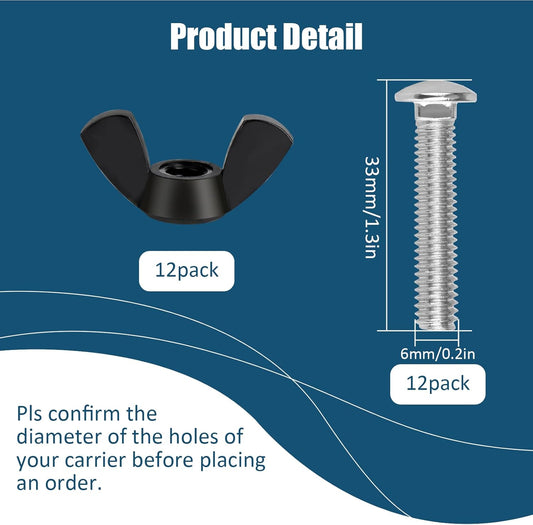 M6 Pet Carrier Fasteners Kennel Replacement Bolts for Plastic Cat Crate and Dog Crate Dog Kennel Accessories V1258-DP02-B-1350