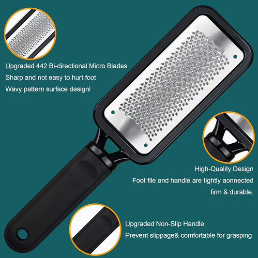 Foot Rasp Foot File, 2 Pcs Stainless Steel Pedicure Callus Remover for Feet, Professial Foot Care Tools for V1258-DP02-B-1375