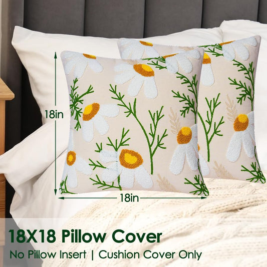 Embroidered Throw Pillow Covers, Soft Pillow Cases Couch Pillow Covers with Zipper, Decorative Cushi Covers V1258-DP02-B-1389