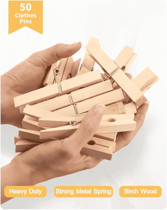 Large Clothes Pins Wooden Clothespins, 4 Inch 48 Pack Heavy Duty Outdoor Pegs, Clothing Hanging Laundry Close V1258-DP02-B-1391