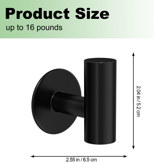 4 Pack Adhesive Towel Hooks for Bathroom, Waterproof Wall Mount Towel Holder, Matte Black Wall Robe Hook, V1258-DP02-B-1411