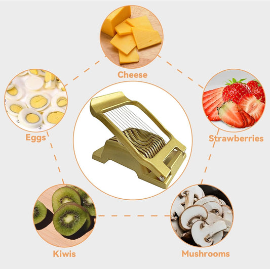 Egg Slicer for Hard Boiled Eggs Heavy Duty, Egg Cutter for Soft Fruit Food Mushroom Gold V1258-DP02-B-1416