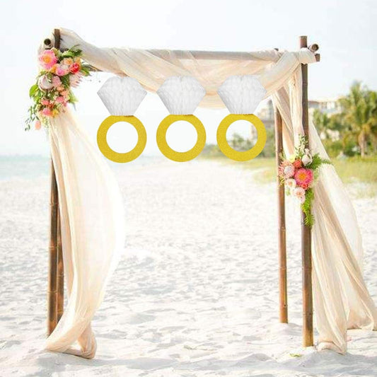 Petluno Glitter Gold Honeycomb Diamond Ring Hanging Decorations (3 Pieces) Bachelorette Party Engagement V1258-DP02-B-1428
