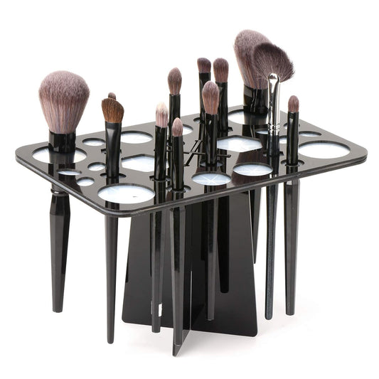 Acrylic Drying Rack for Brushes, Collapsible Stand with 28 Slots Nail, Paint, and Makeup Brushes - Black, V1258-DP02-B-1454