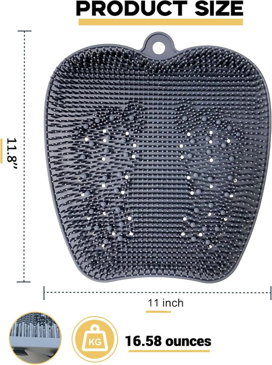 Extra Thicker & Larger Foot Scrubber Mat for Shower, Silicone Back Body Exfoliator Massager Cleaner Washer V1258-DP02-B-1459
