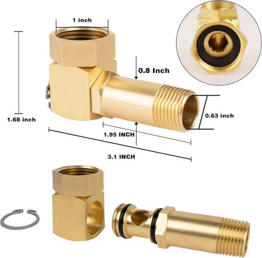 Garden Hose Adapter, Brass Replacement Part Swivel, Hose Reel Parts Fittings V1258-DP02-B-146