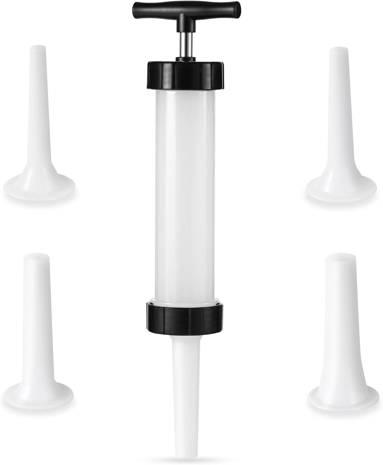 Manual Sausage Stuffer, Black, BPA-Free, Handheld with 4 Stuffing Tubes, for Hot Dogs and Bratwurst V1258-DP02-B-1461