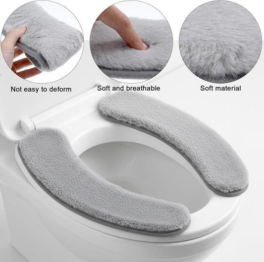 2 PCS Thick and Elastic Toilet Seat Cushion Cover, Washable Soft Padded Toilet Seat Elongated, Easy Install V1258-DP02-B-1469