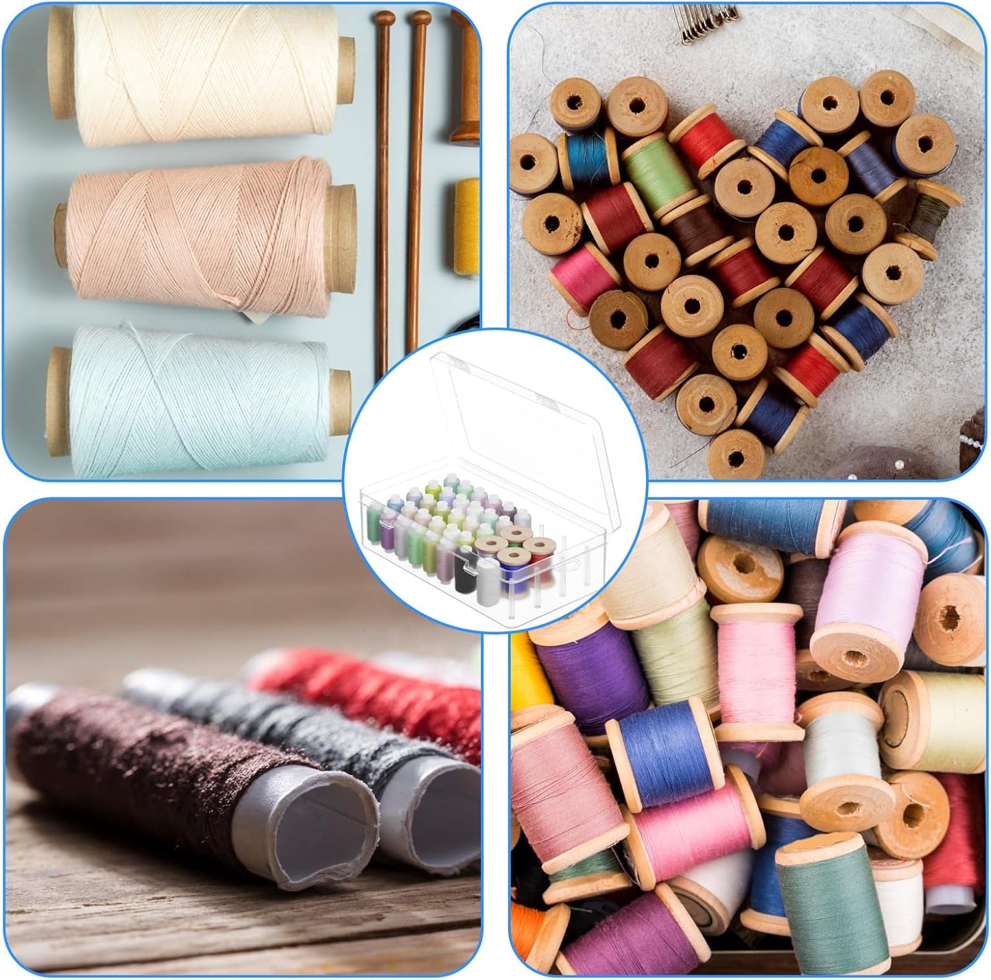Homakover 42 Spools Sewing Thread Box Storage, Clear Plastic Thread Spools Holder, Embroidery Organizer V1258-DP02-B-1499