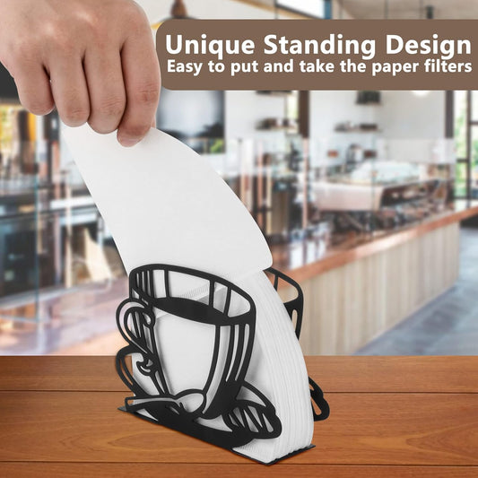 Metal Coffee Filter Stand - Holder & Rack for Coffee Filters, Paper Towels & Napkins - Vertical, Cone & V1258-DP02-B-1513
