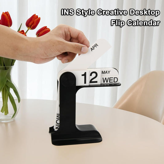 Flip Perpetual Calendar, Desk Calendar Standing Flip, Daily Perpetual Desktop Calendar with Large Display, V1258-DP02-B-1514