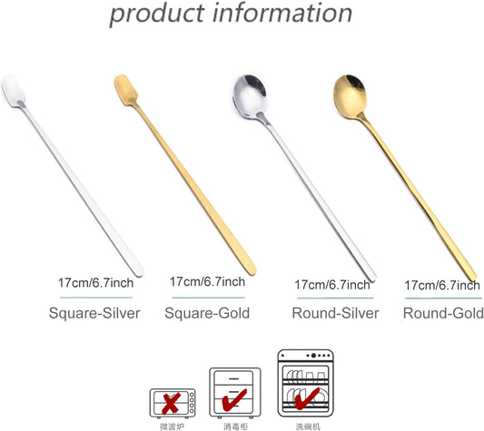 4 Pack Stainless Steel Coffee Spoon, 6.7 Inch Stirring Spoons, Cocktail Stirring Spoons for Coffee Tea V1258-DP02-B-1706