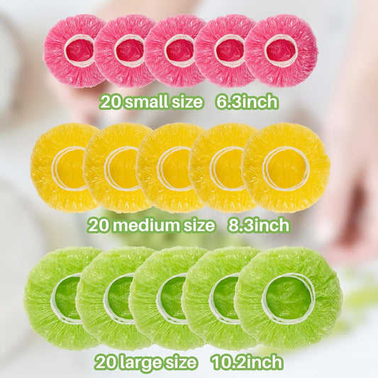 60Pcs Bowl Covers Reusable - Plastic Bowl Cover Elastic Fresh Keeping Bags Wrap Reusable Plastic Stretch V1258-DP02-B-1734