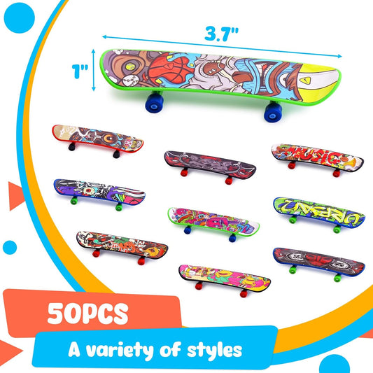 50 PCS Mini Finger Skateboards Party Favors, Easter Gifts & Beginner Practice Set for Kids & Adults, Finger V1258-DP02-B-1747