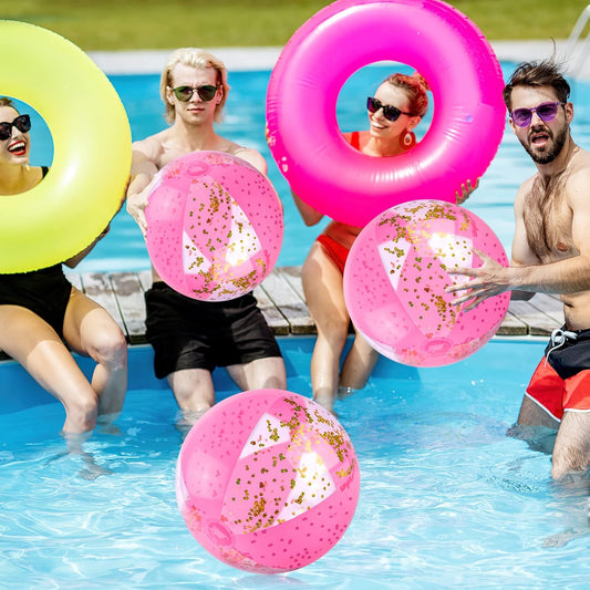 16 Inch Inflatable Beach Balls, 3 Pack Glitter Beach Balls Pool Toys with Confetti Sparkling Balls for Kids V1258-DP02-B-1751