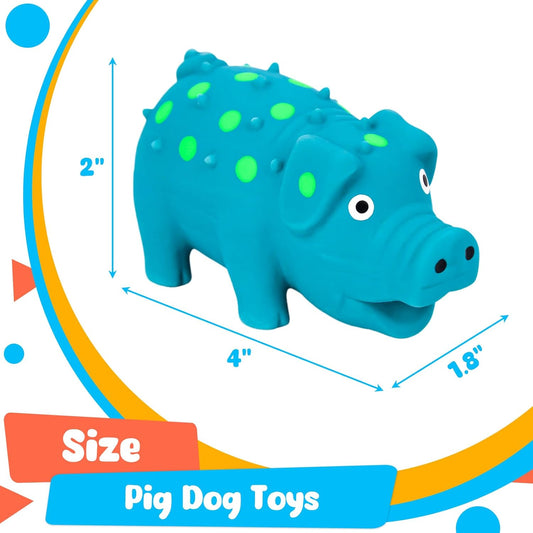 Squeaky Latex Grunting Pig Dog Toy, 4 Inch Small Blue Prank Gifts Puppy Chew Toys Rubber Squeeze Gift for Dogs V1258-DP02-B-1762