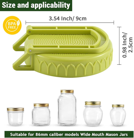 Sprouting Kit for Wide Mouth Mason Jars, 2-Pack BPA-Free One-Piece Sprouting Lids with Built-In Stand, Seed V1258-DP02-B-1770