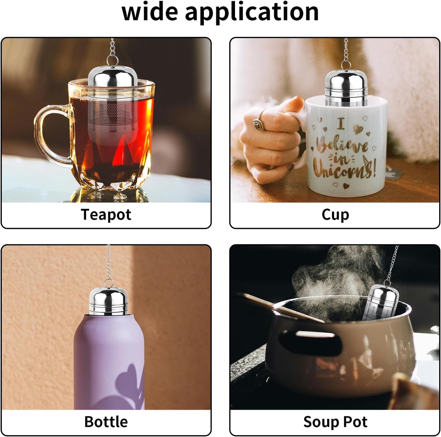 2PCS Tea Infuser Strainer - Stainless Steel Strainers for Loose Leaf Tea, Steeper, Fine Mesh Ball holder with V1258-DP02-B-1788