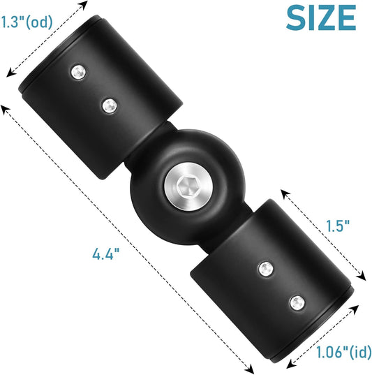Curtain Rod Corner Connector Heavy Duty Hinged Elbow Connector, Adjustable Corner Curtain Rod Connector for 1 V1258-DP02-B-1808