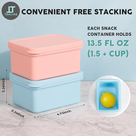 Silicone Snack Containers for Kids, Leak Proof Microwavable Small Lunch Box Containers with Lids for V1258-DP02-B-1816