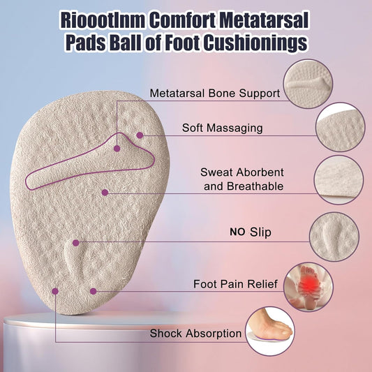 Metatarsal Pads, Ball of Foot Cushions, Heel Pads Inserts for Too Big Shoe, Reduce Foot Pain, No Slip Heel V1258-DP02-B-1835