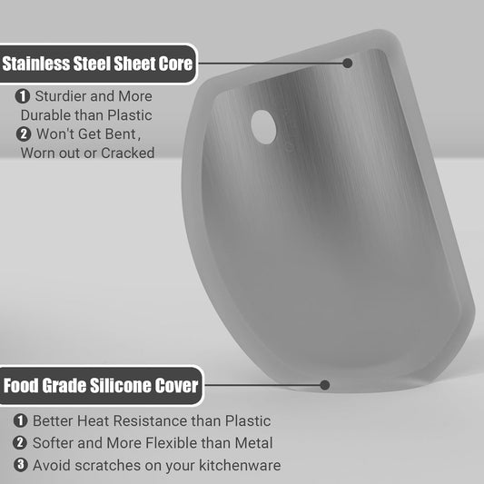 Silicone Bowl Scraper Flexible Curved Edge, Food Grade Bench Dough Scraper for Baking Sourdough Bread, Cake, V1258-DP02-B-1854