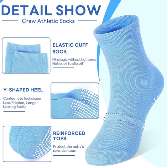 Kids Non Slip Toddler Boy Grip Socks 12 Pairs Anti Skid Sticky Socks for 1-10 Years Baby Children Girls V1258-DP02-B-1893