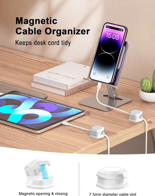 8 Pack Cord Holder - Cord Organizer - Magnetic Cable Clips - Cord Organizer for Desk, Nightstand, Phone V1258-DP02-B-1912