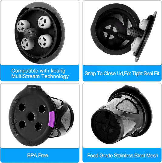 Reusable K Cups Compatible for Keurig Supreme and K-Supreme Plus, Refillable Kcup for Keurig Supreme Coffee V1258-DP02-B-1923