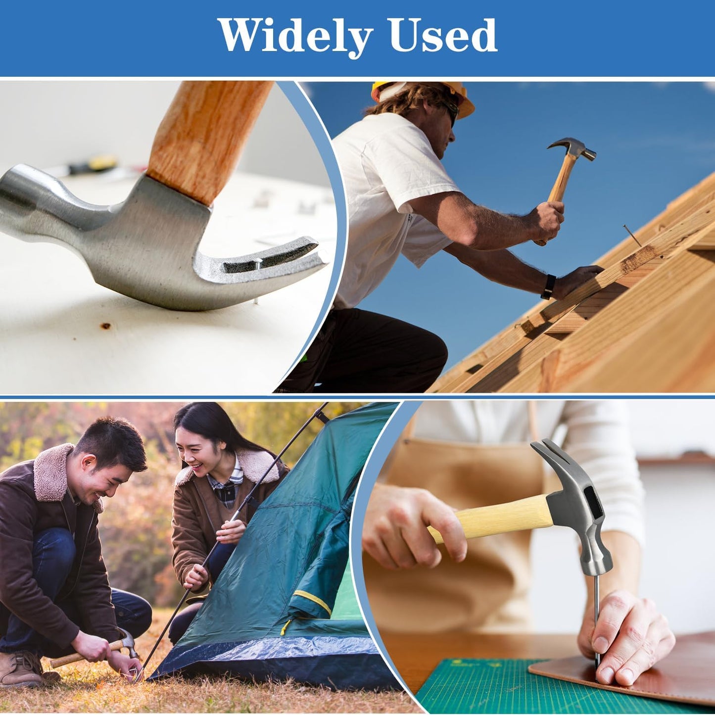 16oz Claw Hammer, General Purpose Claw Hammer with Wooden Handle & Forged Steel Head V1258-DP02-B-194