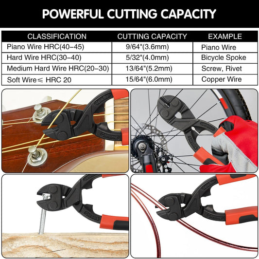 8-inch Mini Bolt Cutter, Heavy Duty Wire Cutters with Ergonomic Handle, High Hardness and High Leverage, CR-V V1258-DP02-B-196