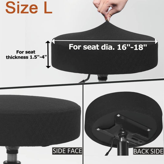 Bar Stool Covers, Luxury Fabric Dia.16-18" Round Crease-Resistant Stretchy Washable Jacquard Dustproof Stool V1258-DP02-B-1960