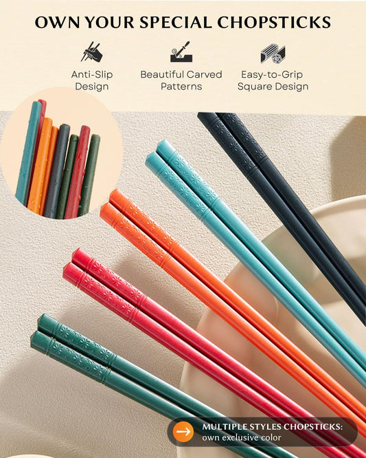 5 Pairs Reusable Training Chopsticks, 9.45 Inch Dishwasher Safe Fiberglass Japanese Training Chopsticks for V1258-DP02-B-1968