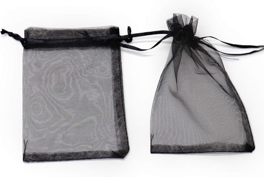 100Pcs Black Organza Bags 3x4 Inch, Small Mesh Jewelry Bags Drawstring Gift Bag Wedding Party Favor Halloween V1258-DP02-B-1969