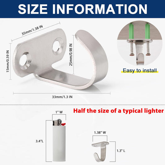 Stainless Steel Screw Mounted Ceiling Hooks, Under-Shelf Towel/Robe Clothes Hook Heavy Duty Coat Hanger for V1258-DP02-B-1978