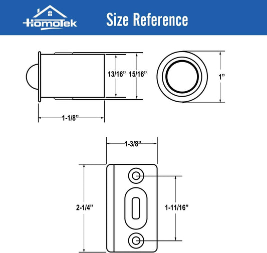 4 Pack Drive in Ball Catch with Strike Plate for Closet Doors, Black, 13/16 Inch x 1-1/8 Inchs,Die-cast, V1258-DP02-B-1996