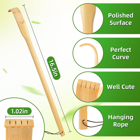 Back Scratcher, 3 Pieces 16.5" Strong Sturdy Self-Massager Therapeutic Bamboo Wooden Back Scratchers for V1258-DP02-B-200
