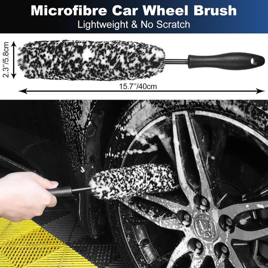 Car Wheel & Tire Brush Set, Wheel Cleaner Brush, Soft & Stiff Bristle Cleaning Brush, Wheel Brushes for V1258-DP02-B-2010