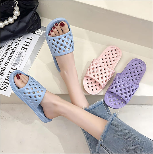 Shower Shoes Quick Drying Slippers for Women Men, Non Slip House Shoes Cushioned Thick Sole Bathroom Slippers V1258-DP02-B-2018