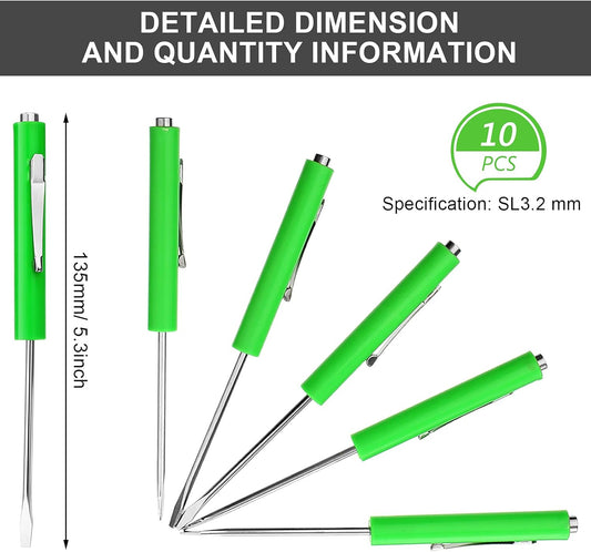 10 Pieces Pocket Screwdriver Mini Tops and Pocket Clips Magnetic Slotted Small Screw Driver with a Single V1258-DP02-B-2031