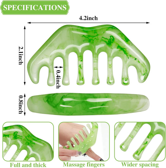 2 Pcs Jade Combs Esthetician Supplies Massage Stone Hair Gua Sha Scraping Scalp Comb Facial Massage Tool V1258-DP02-B-205