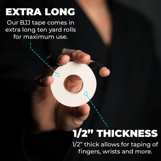 Jiu Jitsu Tape - Strong Athletic Finger Tape, 1/2" x 30' - Protect Fingers and Toes in MMA, Judo, Wrestling, V1258-DP02-B-2052