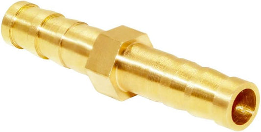 Brass Hose Barb Fitting Metals Splicer Mender, 1/4" Barb Hose Union Fuel Gas Water Air (Pack of 12) V1258-DP02-B-2059