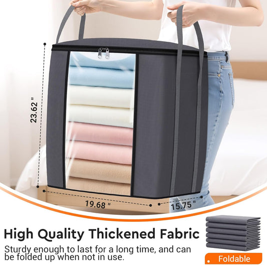 120L Extra Large Clothes Storage Bags, Foldable Blanket Storage and Organization, Thick Fabric Containers V1258-DP02-B-2066