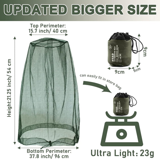 Mosquito Head Net Mesh, Face Neck Fly Netting Hood from Bugs Gnats Noseeums Screen Net for Any Outdoor Lover- V1258-DP02-B-2127