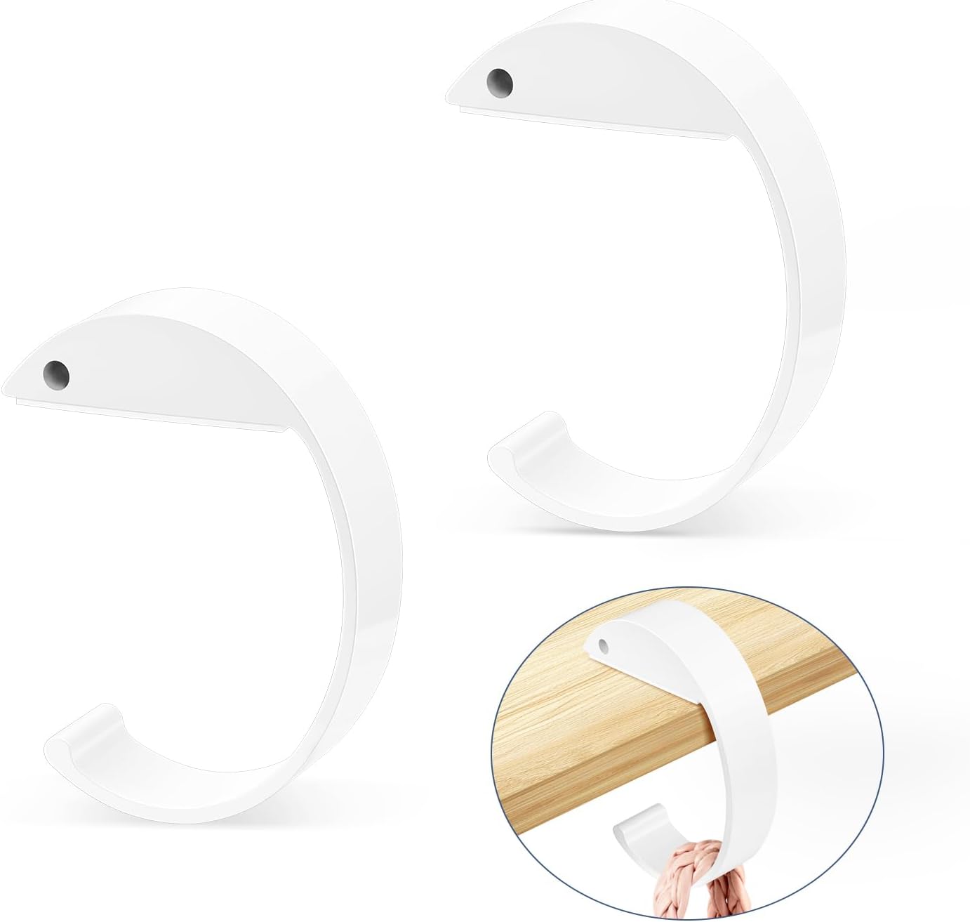 2PCS C Shape Purse Hook for Table, Headphone Hanger, Aluminum Alloy Desk Heavy Duty Handbag Hook for V1258-DP02-B-2235