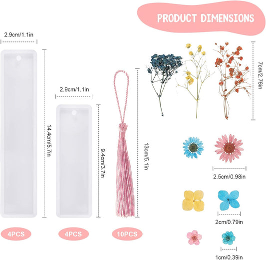 38 Pieces Bookmark Resin Mould Set, Include Rectangle Bookmark Silicone Mould Epoxy Resin Jewelry Mould with V1258-DP02-B-253