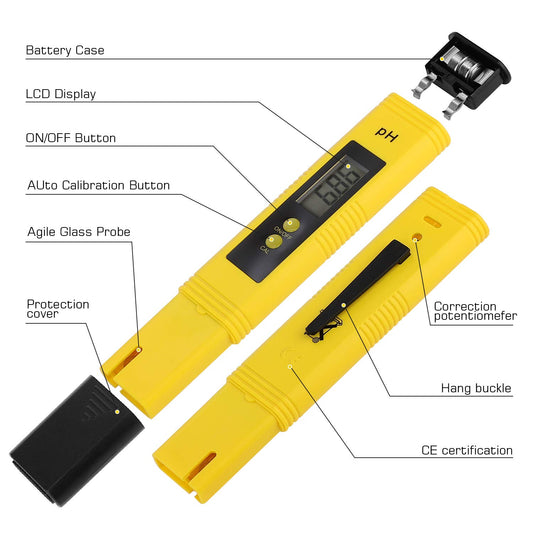 PH Meter for Water Hydroponics Digital PH Tester Pen 0.01 High Accuracy Pocket Size with 0-14 PH Measurement V1258-DP02-B-261