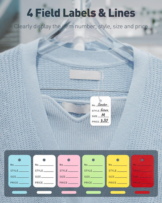 900 Pcs Unstrung Price Tags for Clothes Writable Colored Clothing Tag Without String Small Paper Tags for V1258-DP02-B-2761
